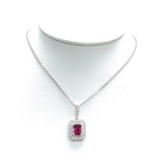 Diamond Rubellite Tourmaline Necklace 18" 18k G 1.80 TCW Certified $4,950 921140 - Picture 11 of 16